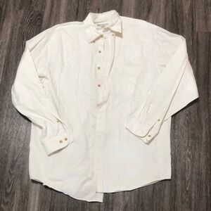 Men's Eddie Bauer Classic White 100% Cotton Button-Up Shirt Tall L